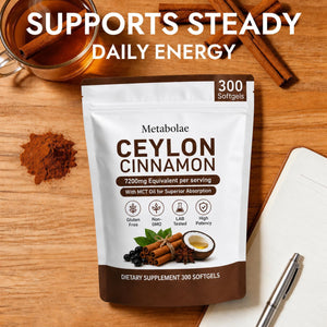 Metabolae Ceylon Cinnamon，7200 Mg Equivalent per Serving, Gluten Free, Non-Gmo, 300 Softgels
