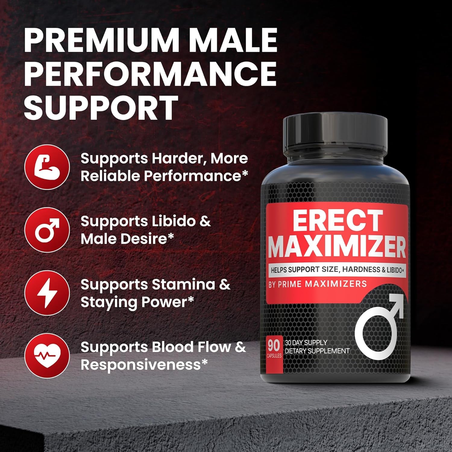 Premium Male Enhancement | Rapid Acting Blood Flow Support | Bigger, Rock Hard, Longer | 9 in 1 Intimacy Complex to Restore Confidence, California Manufactured, 3Rd Party Tested – 90 Caps