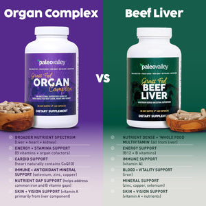 Paleovalley Grass Fed Beef Organ Complex - Freeze-Dried Beef Liver, Heart, and Kidney Blend, 1 Bottle