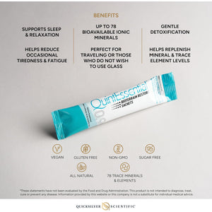 Quicksilver Scientific Quintessential 0.9 Sachets - Isotonic Solution with Sea Water Minerals + Alpine Spring - Liquid Hydration, Electrolyte + Multi Minerals Supplement (30 Count)