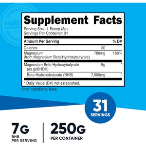Nutricost Magnesium BHB Salts (250 Grams, Unflavored) - Exogenous Ketone Supplement, 6.5G Beta-Hydroxybutyrate per Serving