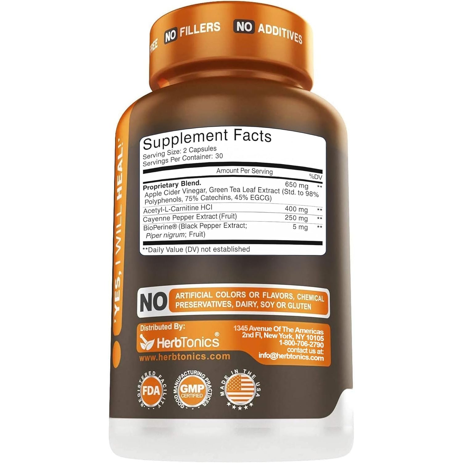 Herbtonics Thermogenic Burner + Apple Cider Vinegar – Weight Management Supplement for Women & Men, Supports Appetite Management, Metabolism & Energy, 60 Vegetarian Capsules