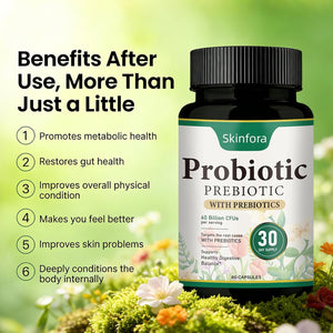 Probiotic Supplement for Skin & Gut Support, Daily Wellness Formula, Non-Gmo, Vegan, 60 Capsules