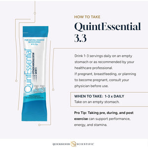 Quicksilver Scientific Quintessential 3.3 Sachets - Hypertonic Solution - Filtered Sea Water Hydration Packets - Liquid Minerals for Muscle Recovery, Stamina + Mineral Replenishment (30 Count)