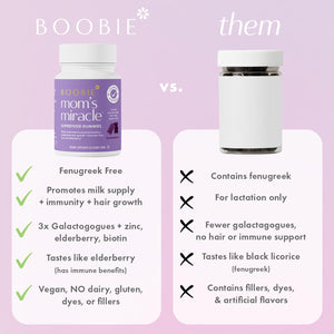 Boobie Bears Lactation Support Gummies | Helps as Milk Supply Booster & Supports Immune Health & Hair Growth | Breastfeeding Supplements with Zinc & Elderberry for Milk Supply Increase, 60 Count