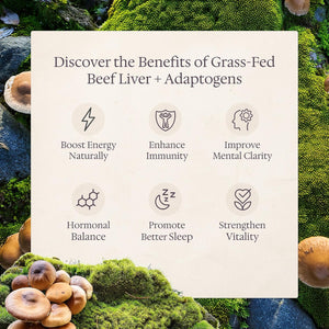 Grass Fed Beef Liver with Cordyceps, Reishi, Panax Ginseng & Rhodiola — Foundation 180 Capsules — Non-Gmo, No Fillers, Third Party Tested