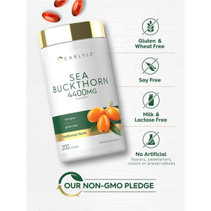 Carlyle Sea Buckthorn Oil Capsules | 200 Softgels | Non-Gmo, Gluten Free | Sea Buckthorn Berry Oil Supplement