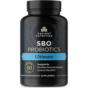 Ancient Nutrition Probiotics, SBO Probiotics Ultimate 50 Billion Cfus*/Serving, Digestive and Immune Support, Gluten Free, Ancient Superfoods Blend, 60 Capsules