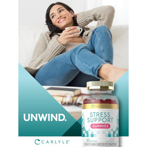 Carlyle Stress Support Supplement Gummies | 50 Count | for Women and Men | with GABA and L-Theanine | Strawberry Lemon Flavor | Non-Gmo & Gluten Free