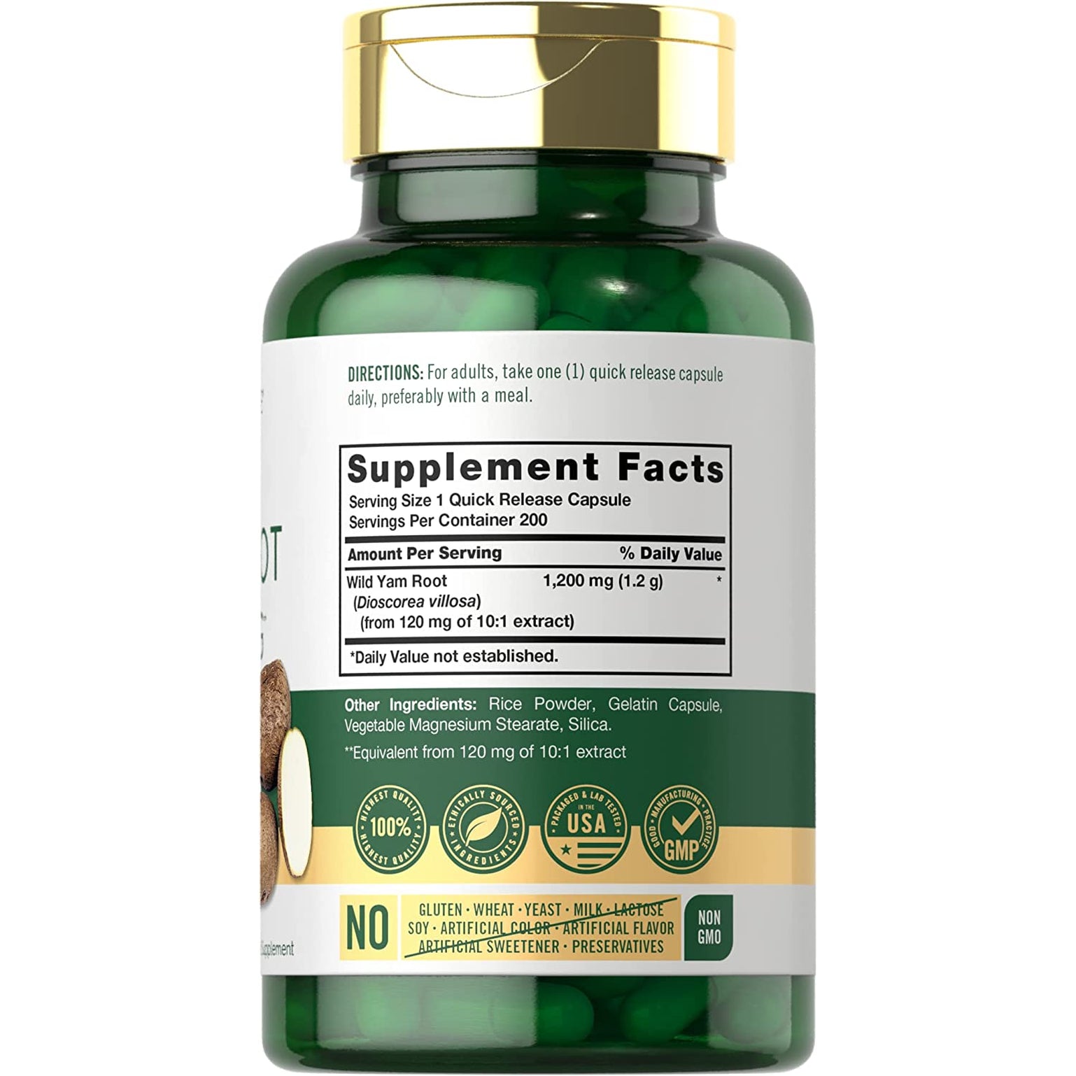 Carlyle Wild Yam Root Capsules | 200 Count | Traditional Herbal Extract | Non-Gmo, Gluten Free