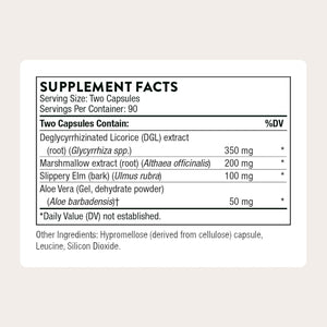 THORNE - GI Relief - Digestion Supplement - Supports Gut Health & Bloating Relief* - Formulated with Marshmallow Root, Aloe Vera Gel, DGL & Slippery Elm Bark - Third-Party Certified - 180 Capsules