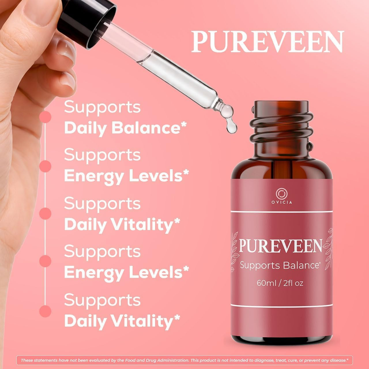 Pureveen Drops – Pureveen Liquid Support Drops Advanced Formula All Natural Ingredients Daily Premium Maximum Strength, Vitamin Support for Health and General Wellness, 1 Bottle for 1 Month
