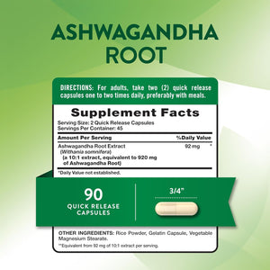Nature'S Truth Ashwagandha Capsules | Herbal Supplement | 90 Count | Non-Gmo & Gluten Free