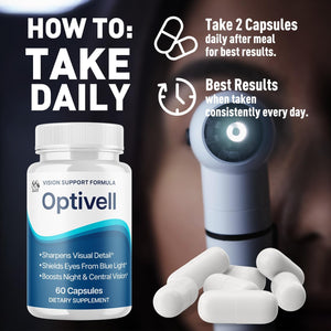Optivell Eye Capsules, Official Optivell Eye Vitamin Pills with All Natural Ingredients, Advanced Vision Formula Supplement Pills Supporting Ocular Health and Wellness Naturally (60 Capsules)
