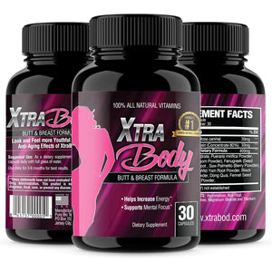 Xtrabody Butt Enhancement and Breast Enlargement Supplement - Estrogen Enhancer - Increases Butt & Breast Size, Reduces Menstrual Symptoms & Provides an Extra Boost of Energy (1 Bottle=30 Capsules)
