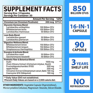 Probiotics for Men, Advanced 50+ Mens Probiotic, Comprehensive Gut & Energy Support with 850 Billion CFU, 1800Mg Prebiotics Fiber – Tailored Wellness Mens Probiotics for Gut Health over 50, 90 Capsule