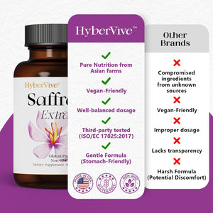 Saffron Supplements 88.5MG | 90 Vegan Capsules, Happy Saffron Extract for Mood Energy Eye Focus Support for Women & Men, 100% Pure Ingredients, Made in USA, Non-Gmo & Gluten-Free