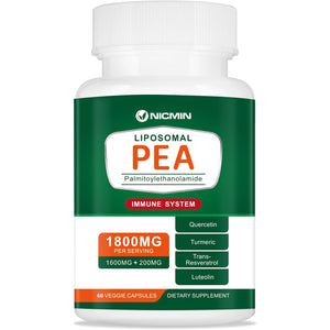 1600MG Palmitoylethanolamide 99% with Luteolin & Quercetin, High Absorption, Pea Supplement 60 Capsules