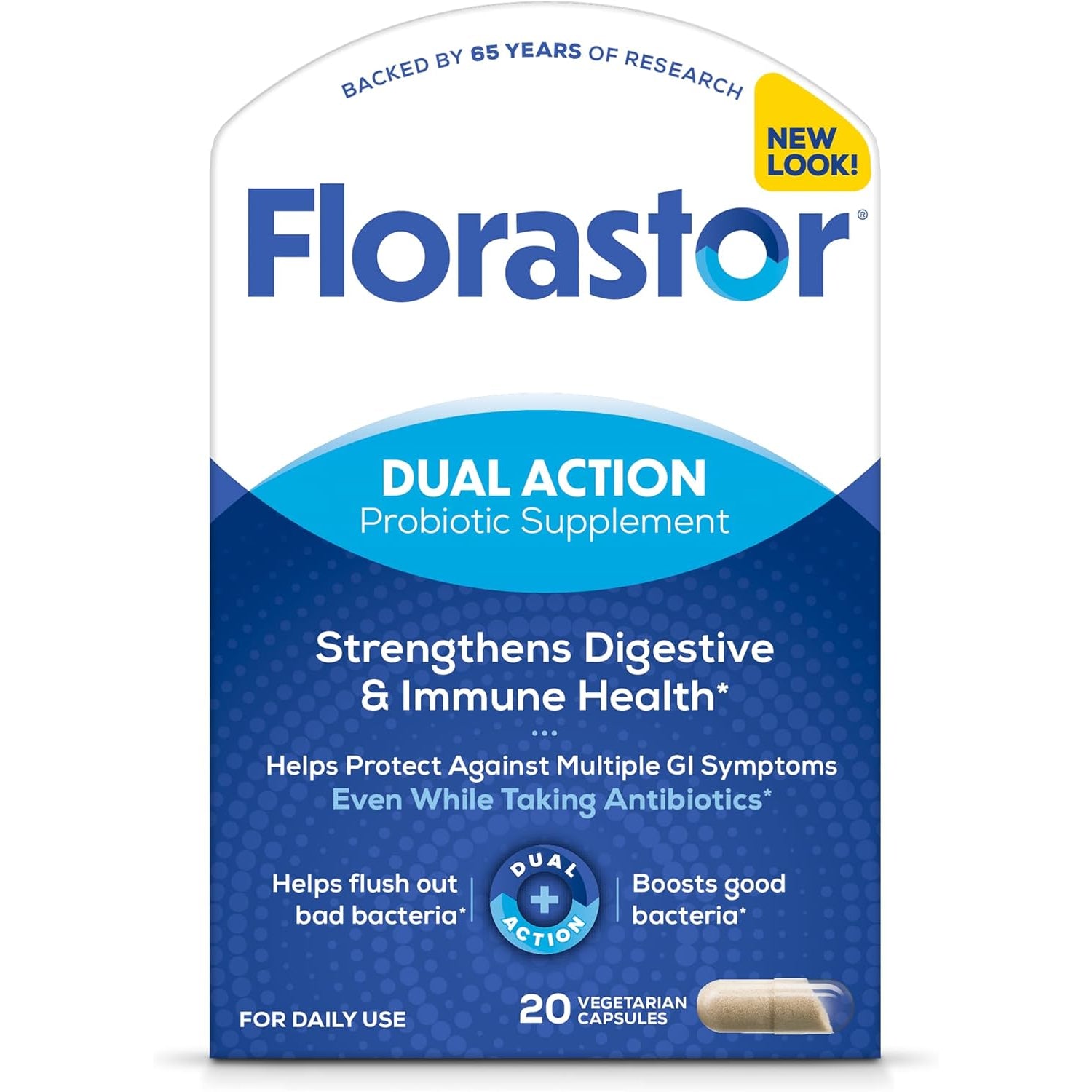 Florastor Probiotics for Digestive & Immune Health, 20 Capsules, Probiotics for Women & Men, 1 Probiotic Worldwide, Flush Out Bad Bacteria & Boost the Good with Our Strain Saccharomyces Boulardii