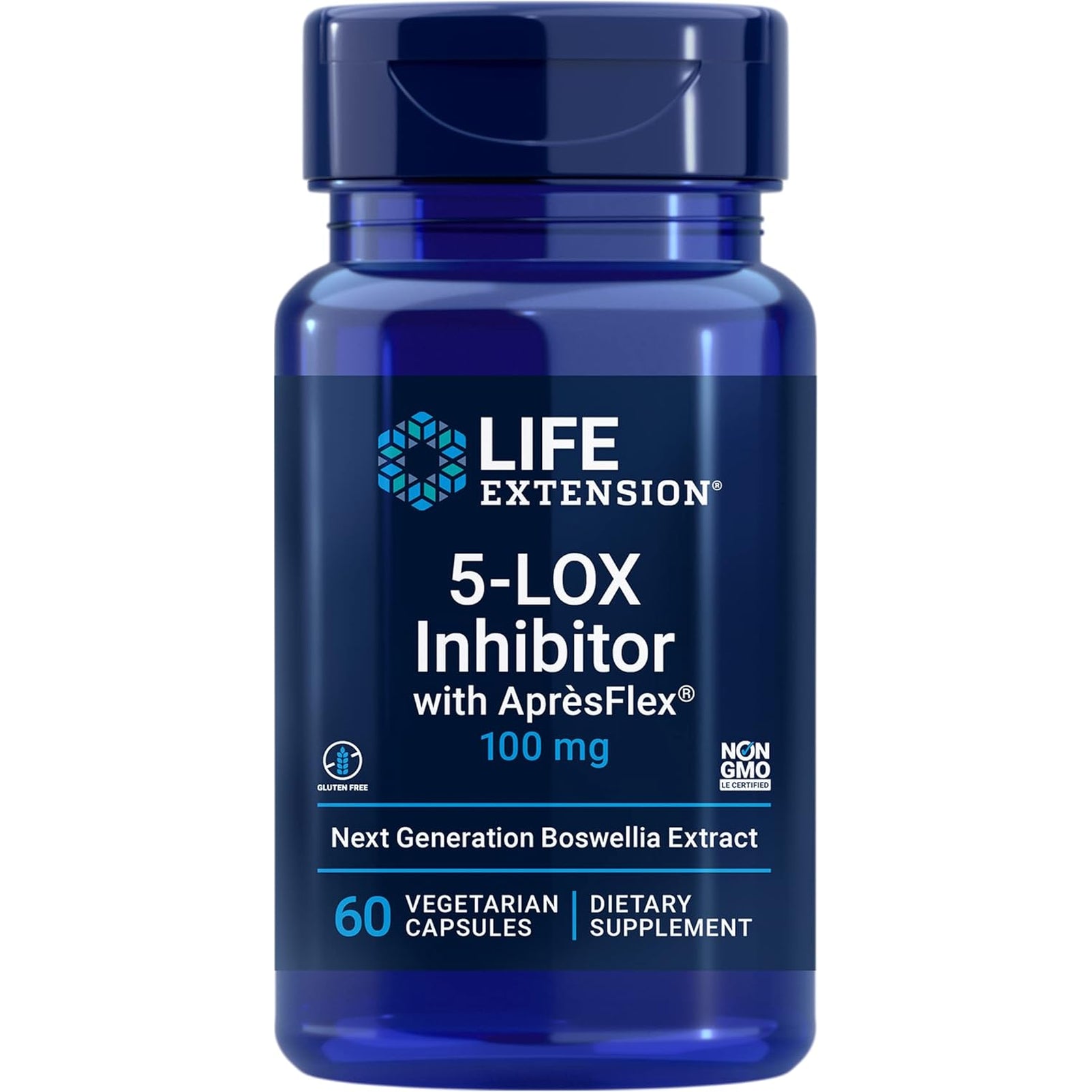 Life Extension 5-LOX Inhibitor with Aprèsflex®, 100 Mg, Standardized Boswellia Serrata Extract, Promotes Joint, Cell & Arterial Health, Gluten-Free, Non-Gmo, Vegetarian, 60 Capsules