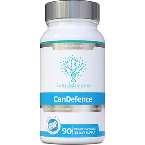 Swiss Bioenergetics Candefence — Herbal & Probiotic Digestive Support Supplement with Caprylic Acid, Oregano, Garlic, Aloe Vera, Probiotics & Zinc — 90 Vegetarian Capsules, 30 Day Supply