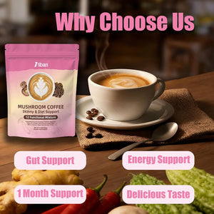 Slim Mushroom Coffee, Instant Coffee with Berberine, Cinnamon, Yerba Mate, Turmeric, & More for Skinny, Metabolism Boost - 30 Servings