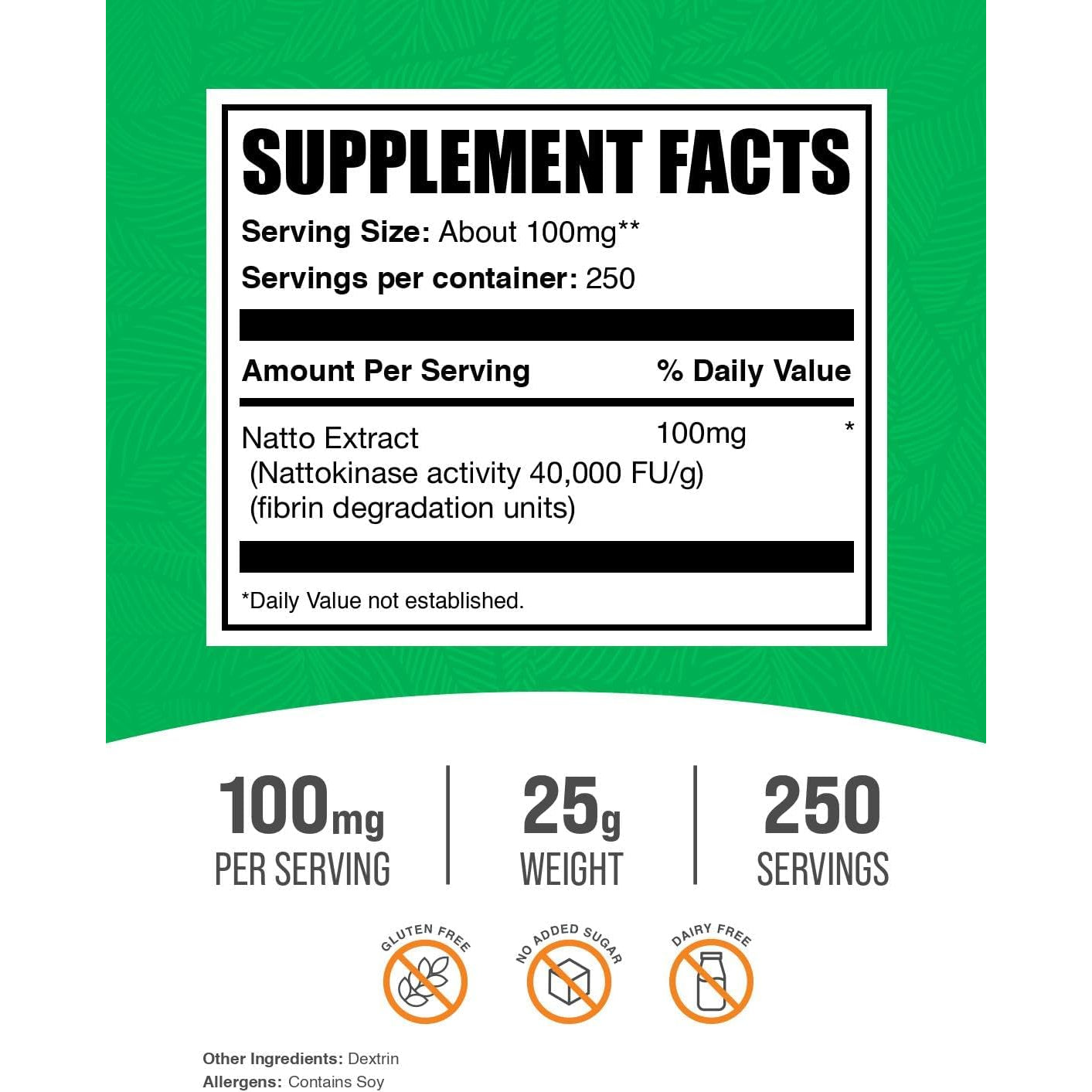 Bulksupplements.Com Nattokinase Powder - Natto Powder, Nattokinase Supplement, Nattokinase 4000 FU - Sourced from Natto Extract, 100Mg per Serving, 25G (0.88 Oz) (Pack of 1)