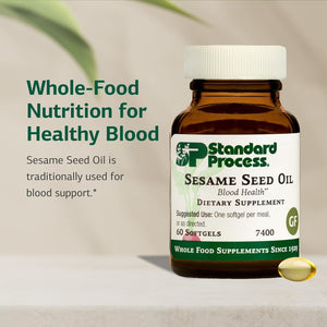 Standard Process Sesame Seed Oil - Blood Health Support Supplement - Formula Aids Healthy Immune System Response & Function - Support Healthy Liver Function - 60 Softgels