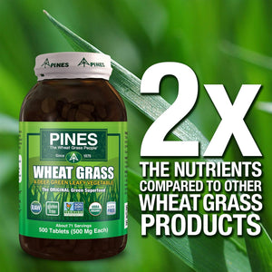 Pines Organic Wheat Grass, 500 Count Tablets