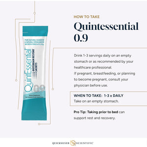 Quicksilver Scientific Quintessential 0.9 Sachets - Isotonic Solution with Sea Water Minerals + Alpine Spring - Liquid Hydration, Electrolyte + Multi Minerals Supplement (30 Count)