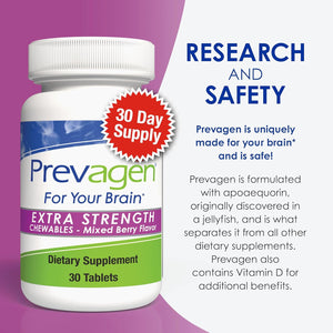 Prevagen Extra Strength Mixed Berry Chewables - 30 Tablets (1 Month Supply) | Formulated for Your Brain | 20Mg of Apoaequorin plus Vitamin D3