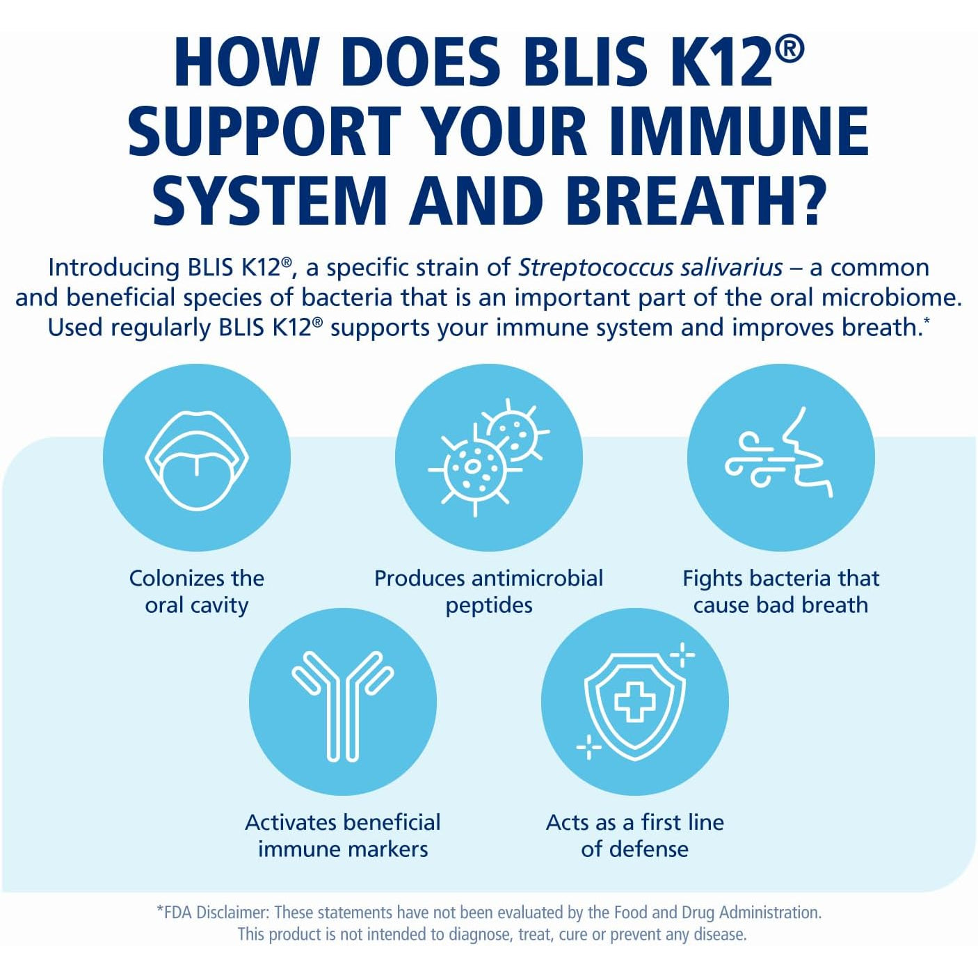 BLIS Throathealth Oral Probiotics K12 - Immune & Throat Support, Vanilla - 60 Lozenges, 2.5 Billion CFU