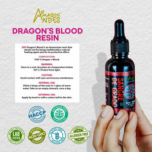 Amazon Andes Dragon'S Blood Organic Liquid Extract - Sangre De Drago Sap from Peru | Pure Sangre De Grado Wild Harvested Resin Tincture | Dragons Blood Sap | Sangre De Dragon | 1 Fl Oz (30Ml)
