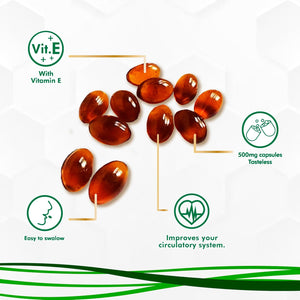 Propolis Health Propolis Capsules 1000Mg-Daily with Vitamin E per Dose - Pure Brazilian Green Propolis Extract - Immune Booster 50 Days Supply -100 Capsules
