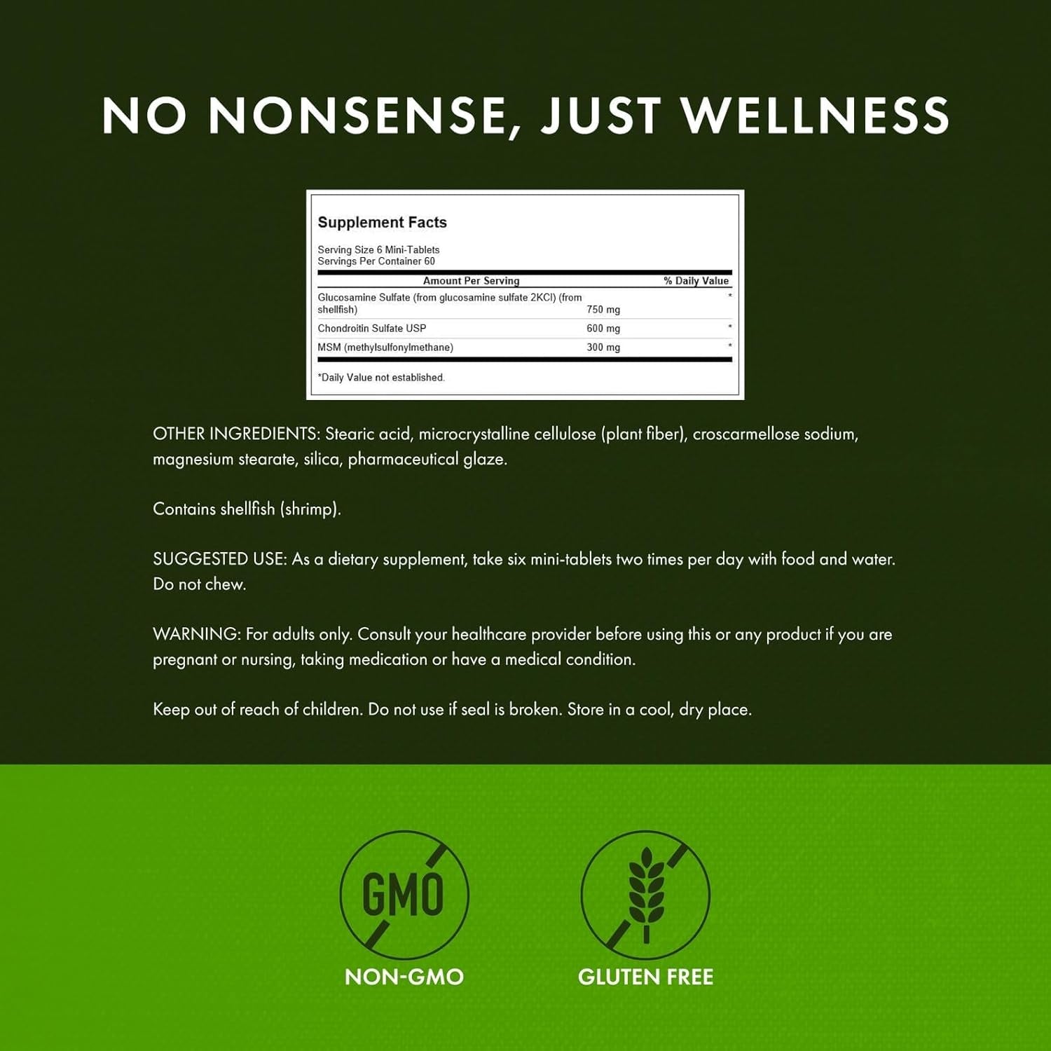 Swanson Glucosamine, Chondroitin & MSM - Cartilage & Joint Health Supplement* - Supports Mobility & Flexibility* - Easy-To-Swallow Mini Tablets - Gluten Free & Non-Gmo - 360 Mini-Tablets