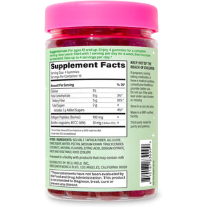 Belli Welli Fiber 4-In-1 Fiber Gummies Supplement with Added Probiotics, Collagen and Electrolytes for Regularity and Bloat Relief, Watermelon, 120 Count
