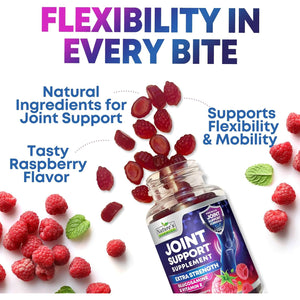 Joint Support Supplement - Extra Strength Glucosamine Gummy Supports Joints Health & Flexibility for Back, Knees, Hands - Natural Vitamin E Immune Support - Best Gummies for Women & Men - 120 Gummies