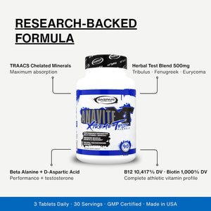 Gaspari Nutrition Anavite XT: Multivitamin and Mineral Complex for Men, Enhanced Muscle Growth and Recovery, Testosterone Support, 90 Tablets