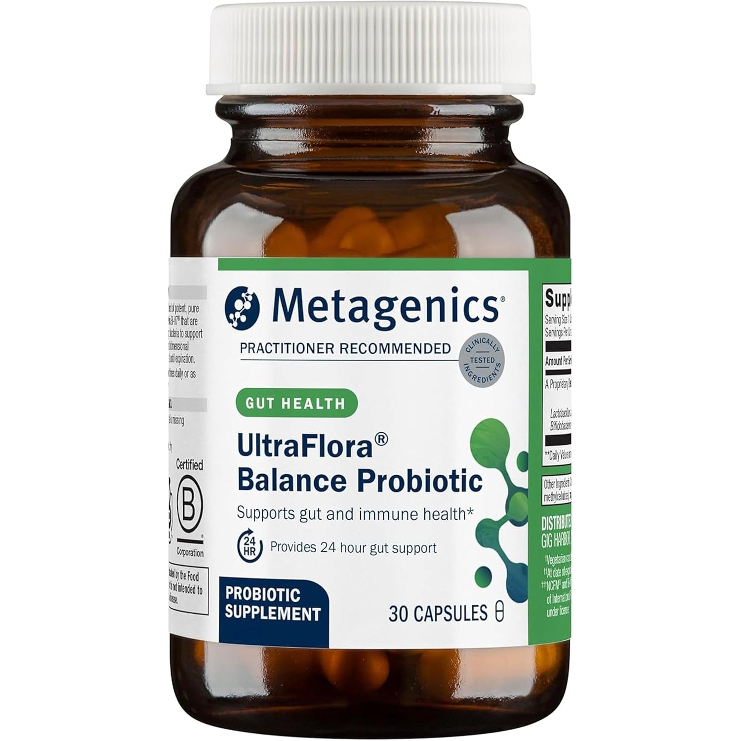 Metagenics Ultraflora Balance Probiotic - Shelf-Stable Daily Gut Health Supplement for Digestive & Immune Support* - Non-Gmo & Gluten-Free - 30 Capsules