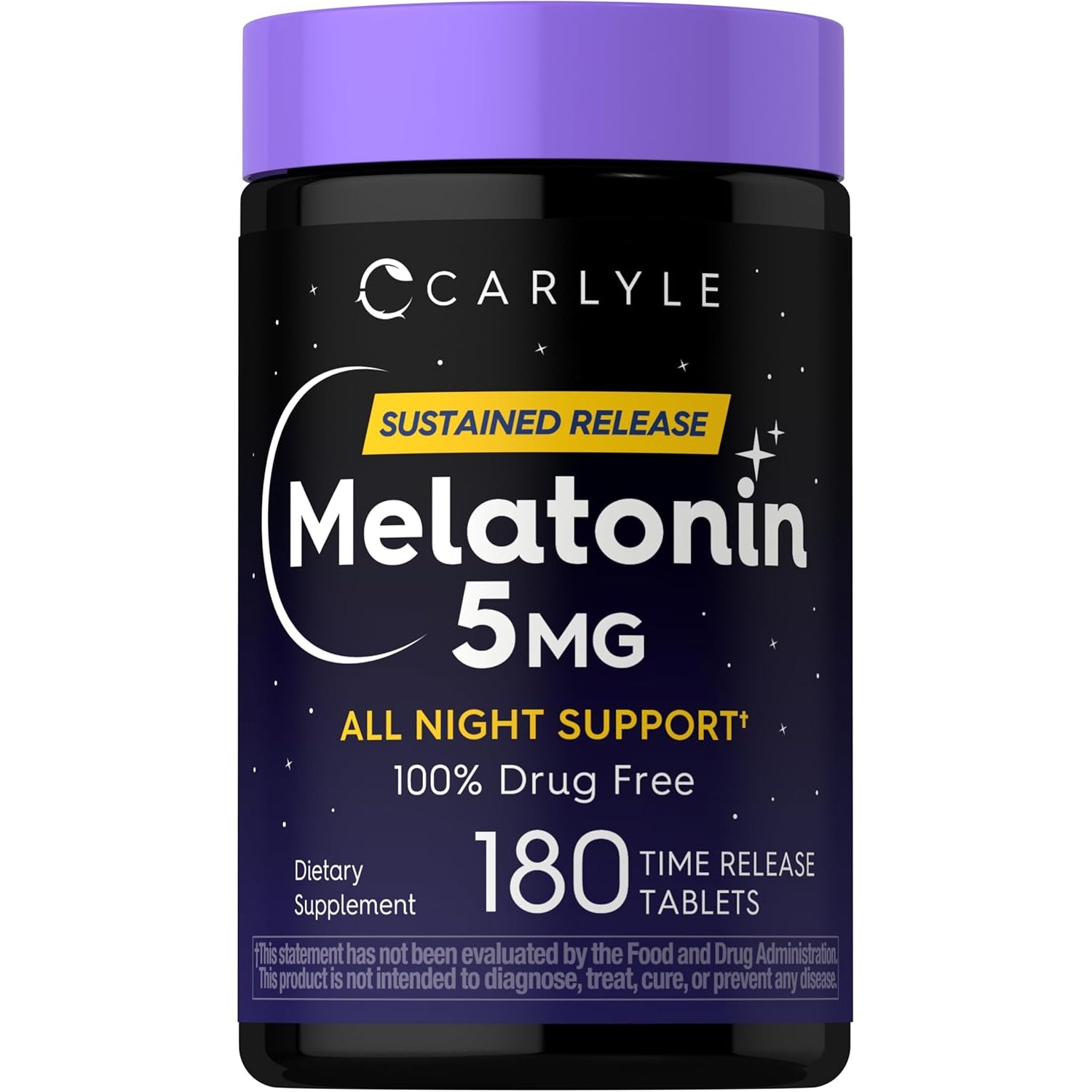 Carlyle Melatonin 5Mg | 180 Sustained Release Tablets | All Night Support Supplement | Vegan, Non-Gmo, Gluten Free Formula