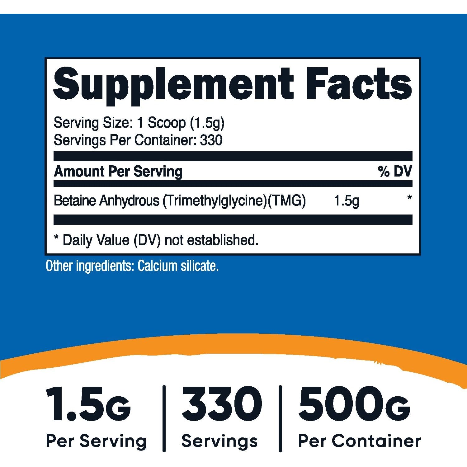 Nutricost Betaine Anhydrous Trimethylglycine (TMG) Powder 500 Grams