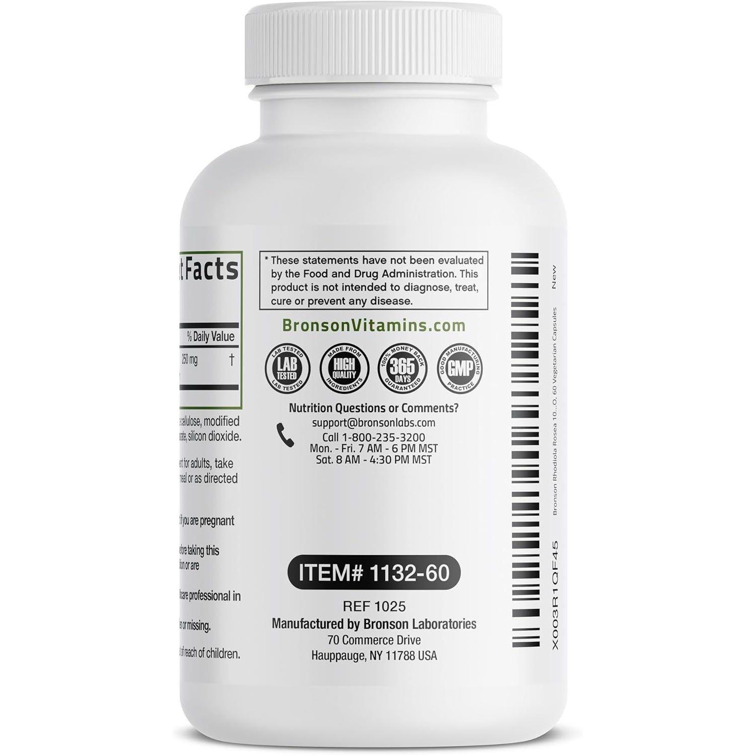 Bronson Rhodiola Rosea Vegetarian Capsules - Adaptogenic Herb - Brain, Stress & Mood Support - Non-Gmo, 60 Count