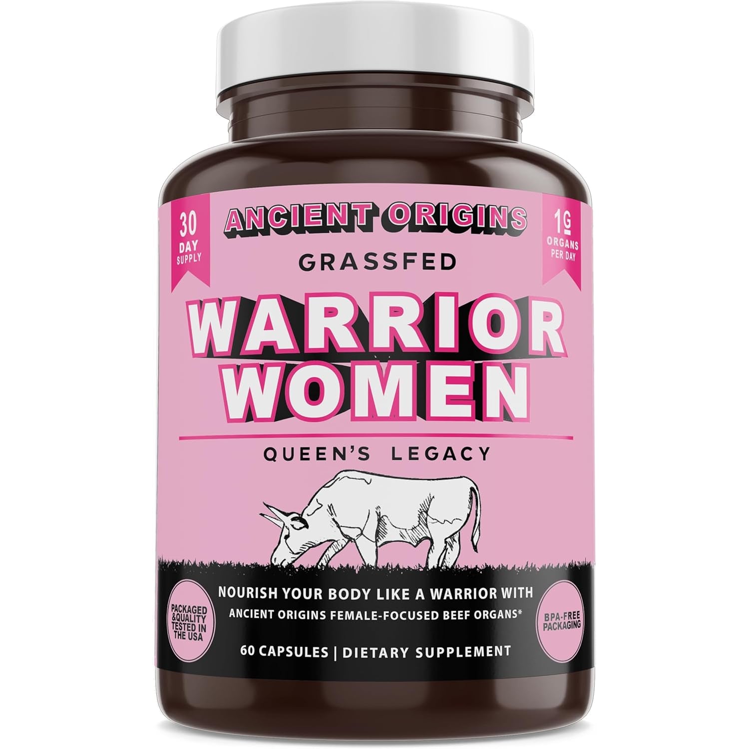 Ancient Origins Women’S Beef Organ Complex – 7 Grass Fed Organs (Liver, Heart, Colostrum & More) – Pasture Raised, Grass Finished – Balance Hormones, Boost Energy & Wellness
