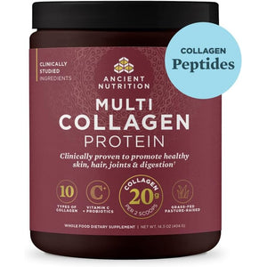 Ancient Nutrition Collagen Peptides Powder, Multi Collagen Protein, Women & Men, Vitamin C, Probiotics, Hydrolyzed Collagen, Supports Skin, Joints, Gut Health, Unflavored, 40 Servings