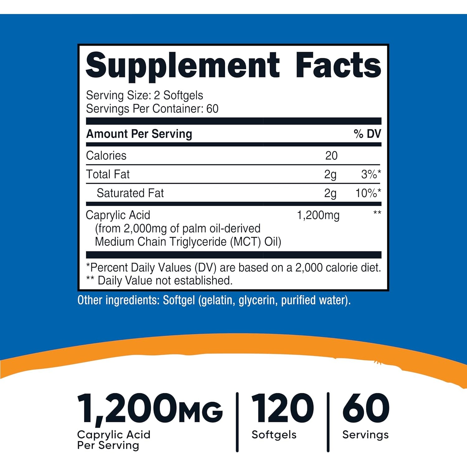 Nutricost Caprylic Acid 1200Mg, 120 Softgels