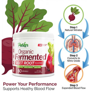 Parker Naturals Organic Fermented Beet Root Powder, 9.52 Oz Beet Powder Supports Healthy Immune System, Gluten Free, Non-Gmo, & Vegan Beets Supplements, 60 Servings