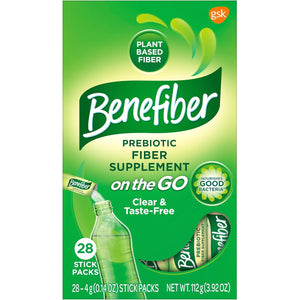 Benefiber on the Go Prebiotic Fiber Supplement Powder for Digestive Health, Daily Fiber, Unflavored - 28 Sticks (3.92 Ounces)