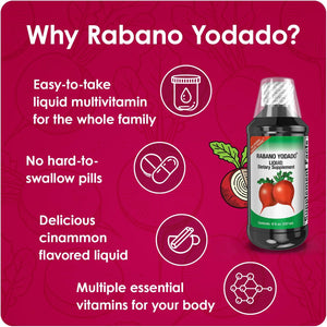 Ionized Radish Dietary Liquid Supplement with Iodine, Vitamin B1, B6 & B12, Wellness & Digestive Support, Helps Maintain Natural Energy & Nutrient Balance, 8 Fl Oz, Pack of 1