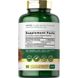 Carlyle PAU D'Arco Capsules | 1500Mg | 180 Count | Herbal Supplement | Non-Gmo, Gluten Free