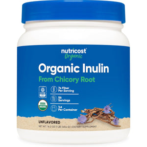 Nutricost Organic Inulin Powder 1LB (454 Grams) 7 Grams of Fiber per Serving - from Chicory Root - Certified USDA Organic